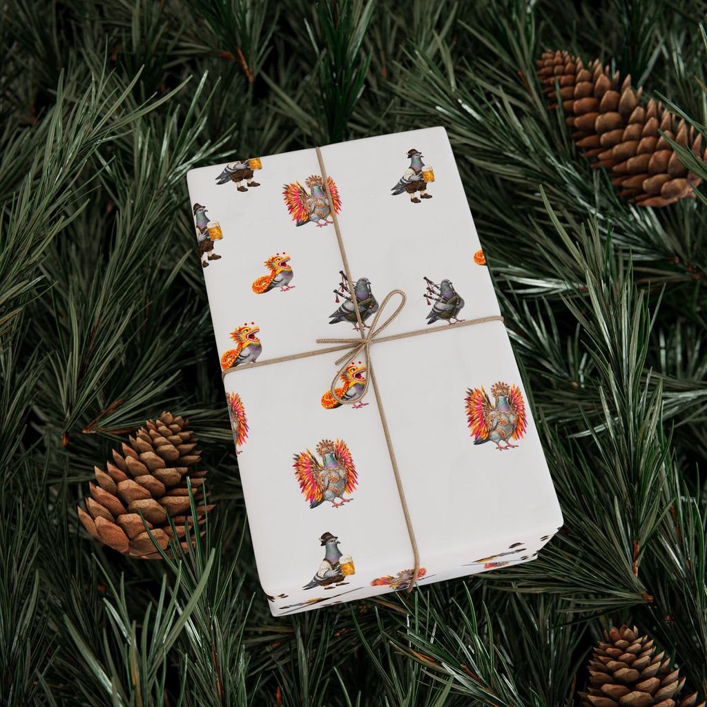 Parade Day NYC Pigeon Pattern Gift Wrap Paper | New York Party Parade Bird Lover Wrapping Paper Roll