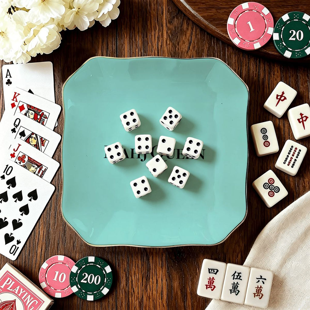 Robin's Egg Blue Mahj Queen  Mahjong Dice and Trinket Tray