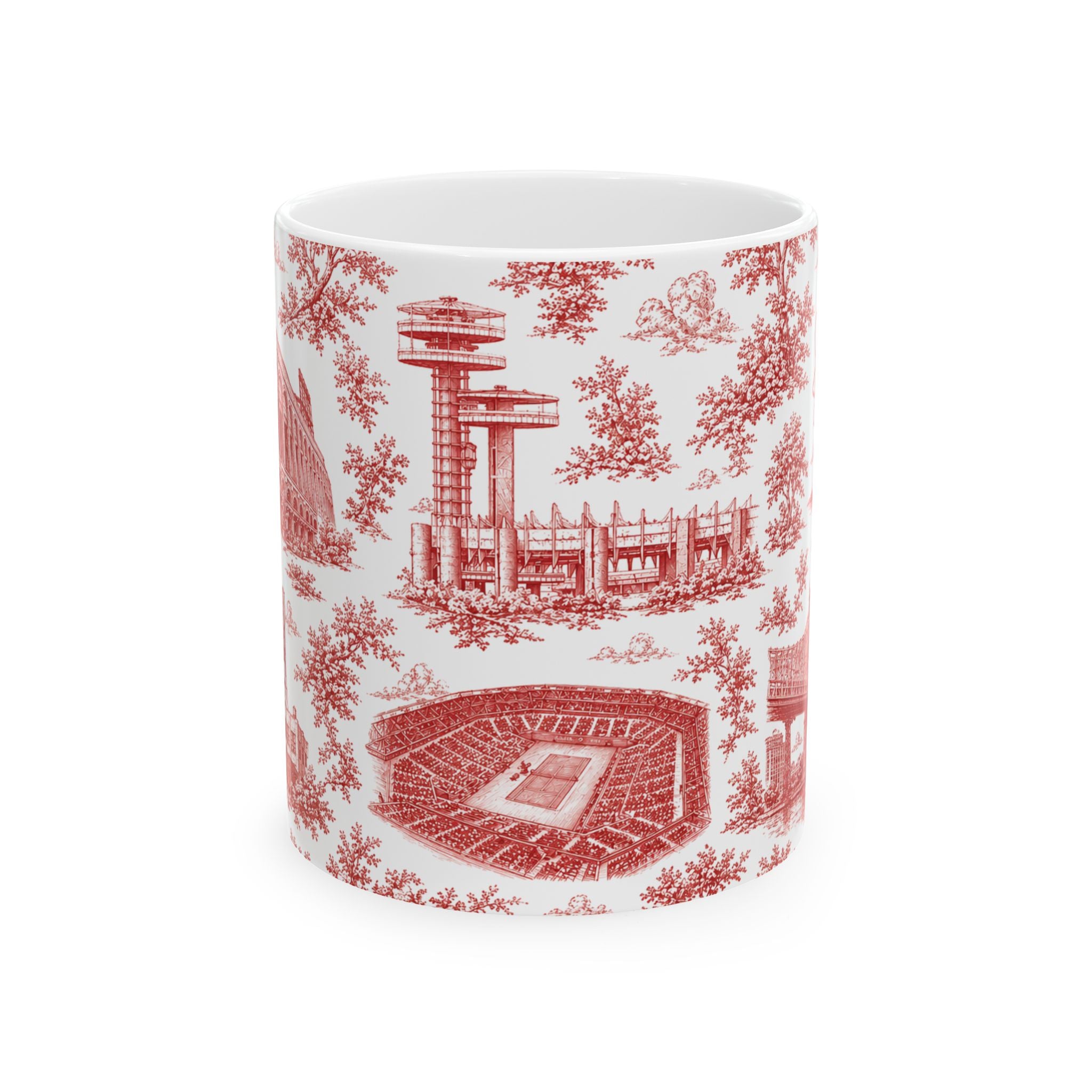 Queens Red Toile de Jouy Mug | Chinoiserie Ceramic Coffee Cup