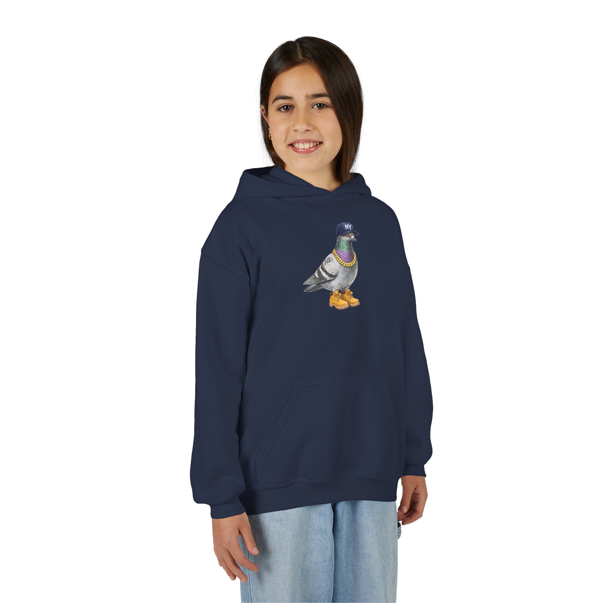 Customizable Bronx NYC Pigeon NYC Kids Hoodie | New York Baseball Sports Fan Bird Lovers Childrens Hooded Sweatshirt
