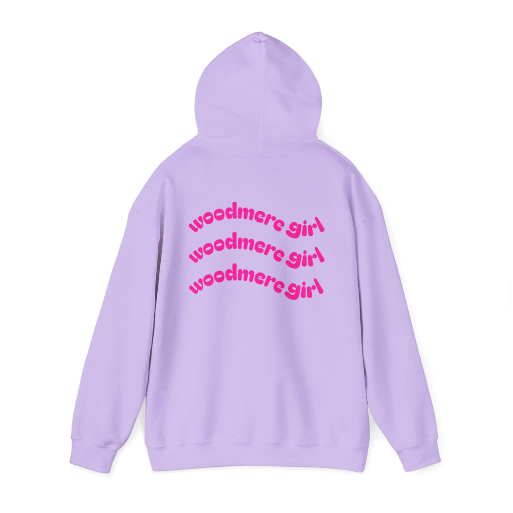 Woodmere Girl Hoodie – Retro Pink Wave Back Print Hooded Sweatshirt