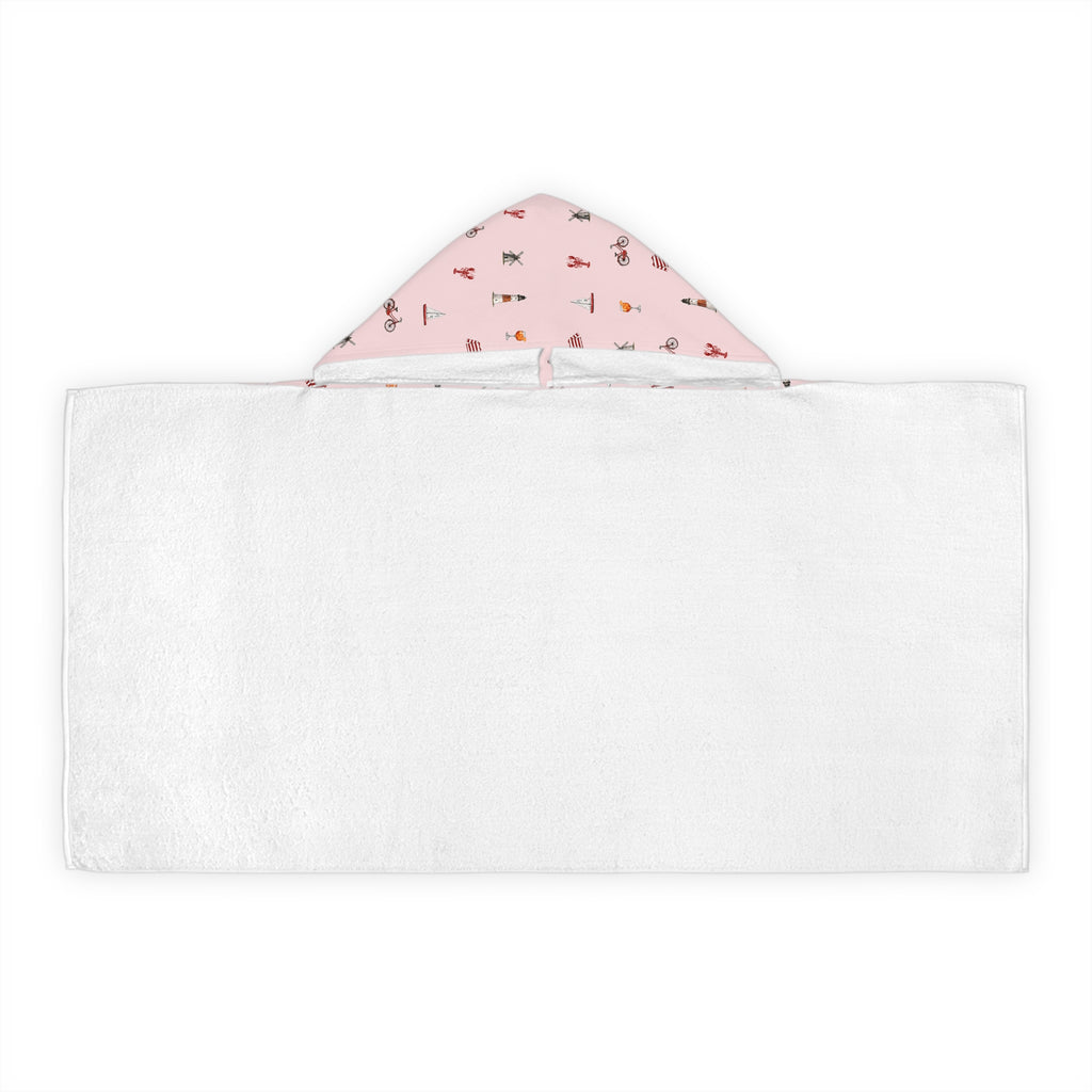 Icons of the Hamptons Pink Hooded Kids Towel —  Childrens Towel