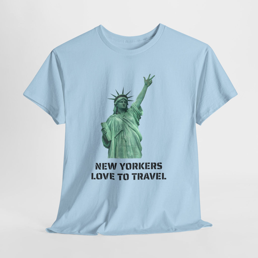 New Yorkers Love To Travel Statue of Liberty Three Points T-Shirt | NYC Jalen Brunson Basketball 3 Point Shot Tee