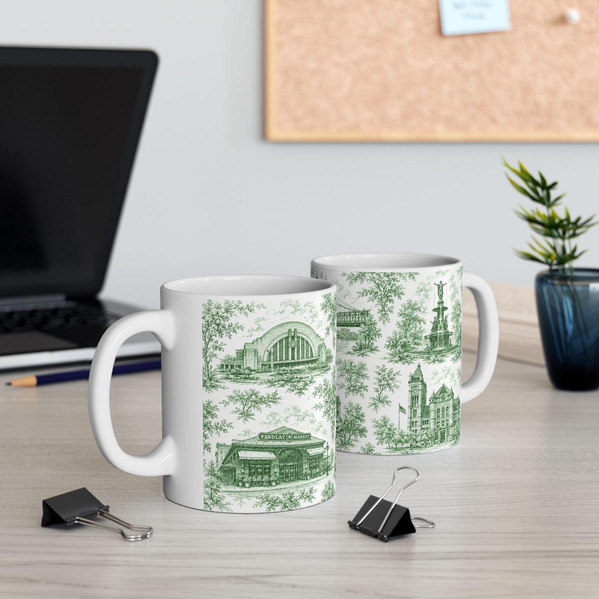 Cincinnati Blue Toile de Jouy Ceramic Mug — Coffee mug 11oz