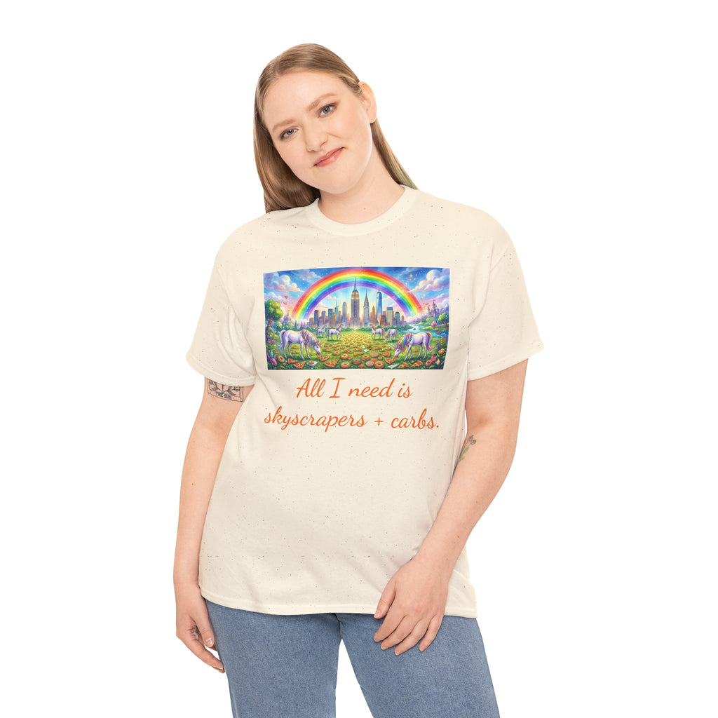 NYC Skyscrapers and Carbs T-Shirt | New York Is a Fairy Tale City Tee