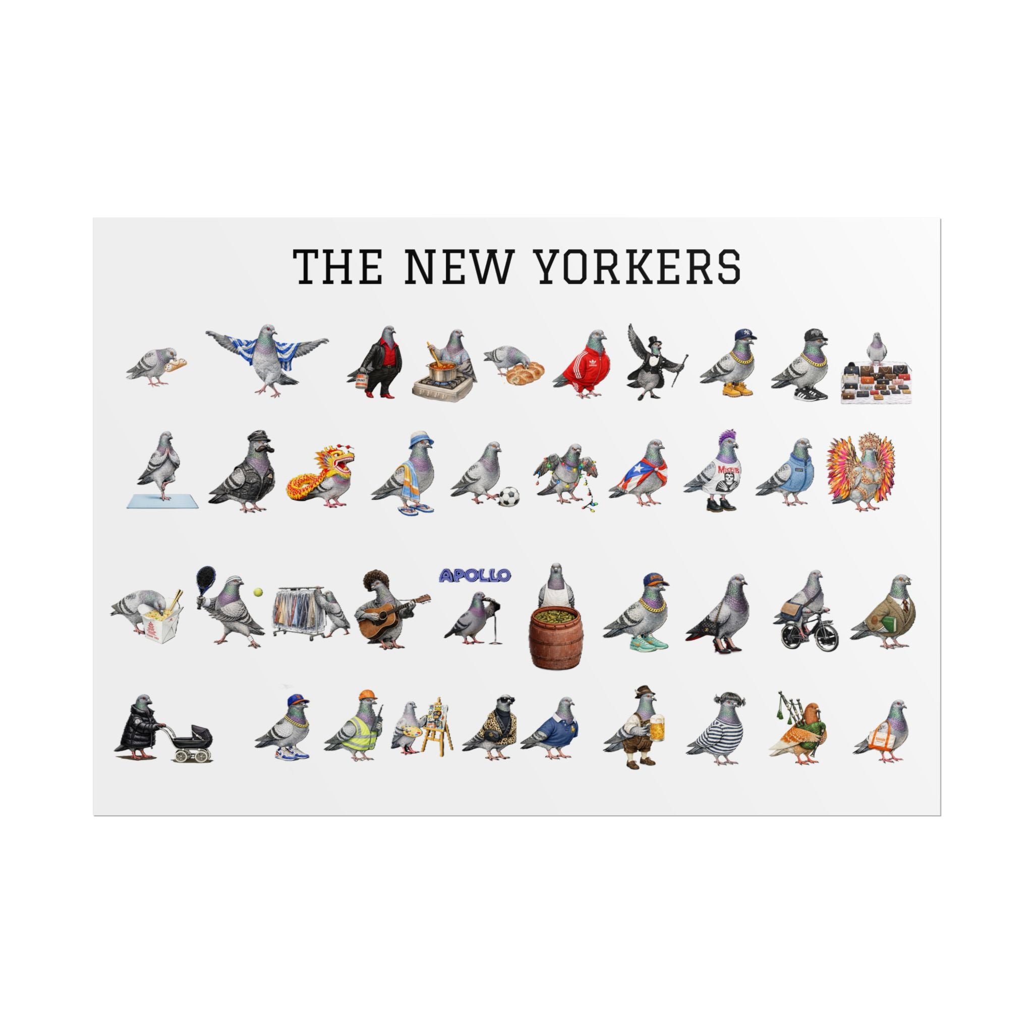 The New Yorkers Neighborhood Pigeons Rolled Poster | NYC Pigeon Gift for Bird Lovers