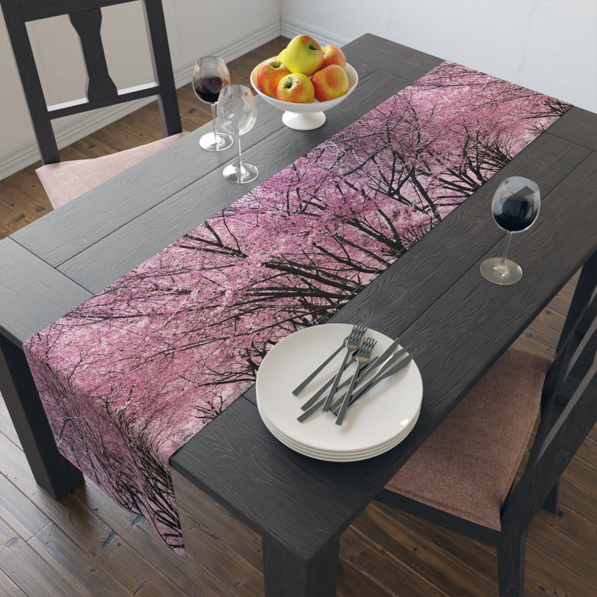 Flushing Meadows Corona Park Cherry Blossoms Table Runner — Queens Flowers Dining Table Decor
