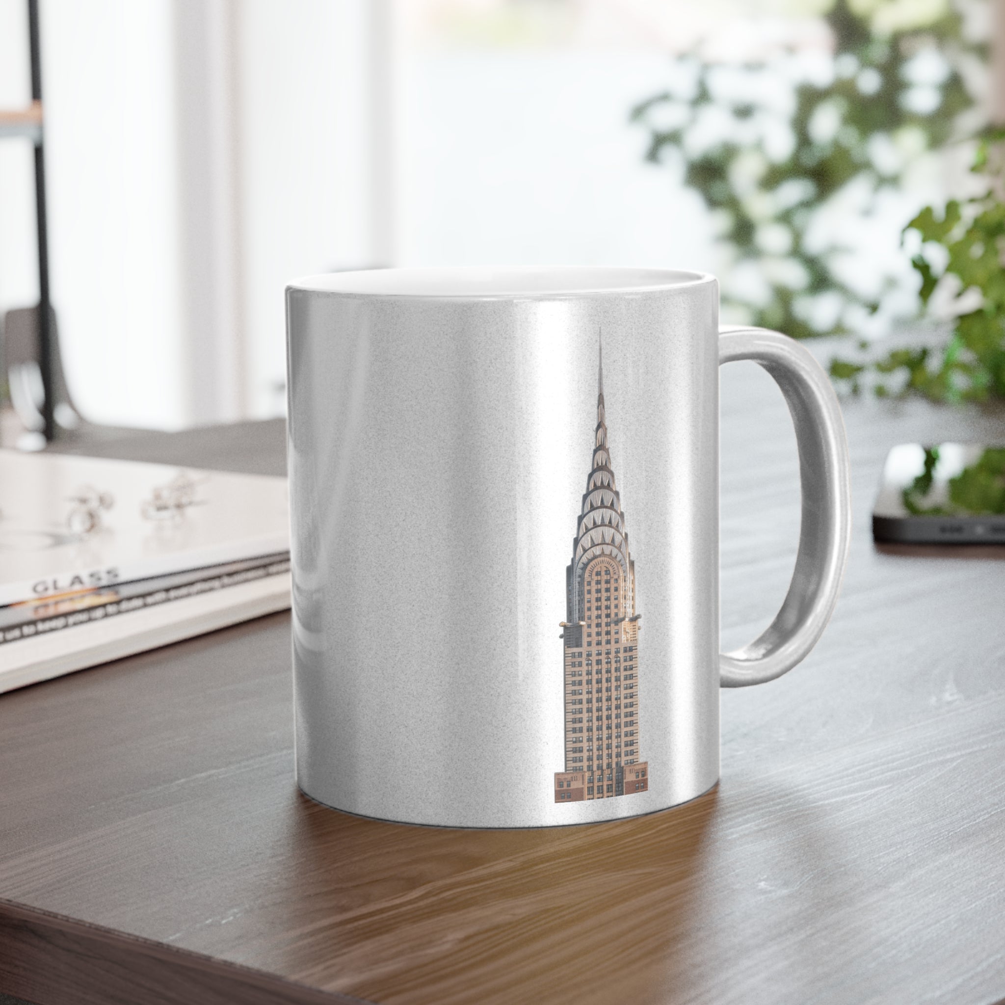Chrysler Building NYC Metallic Mug | Silver Manhattan Skyscraper Coffee Cup