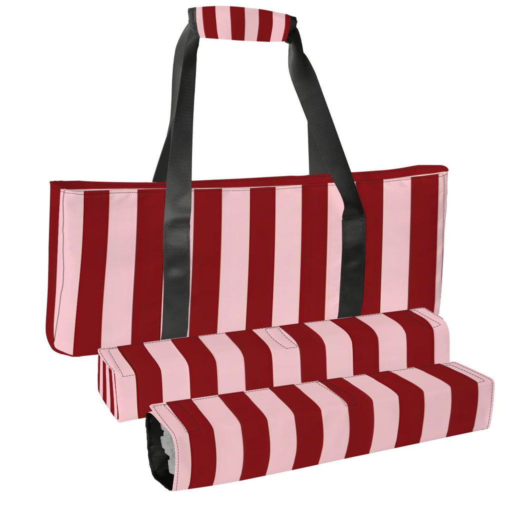 Blush and Red Stripes Mahjong Bag Set 3 Pcs