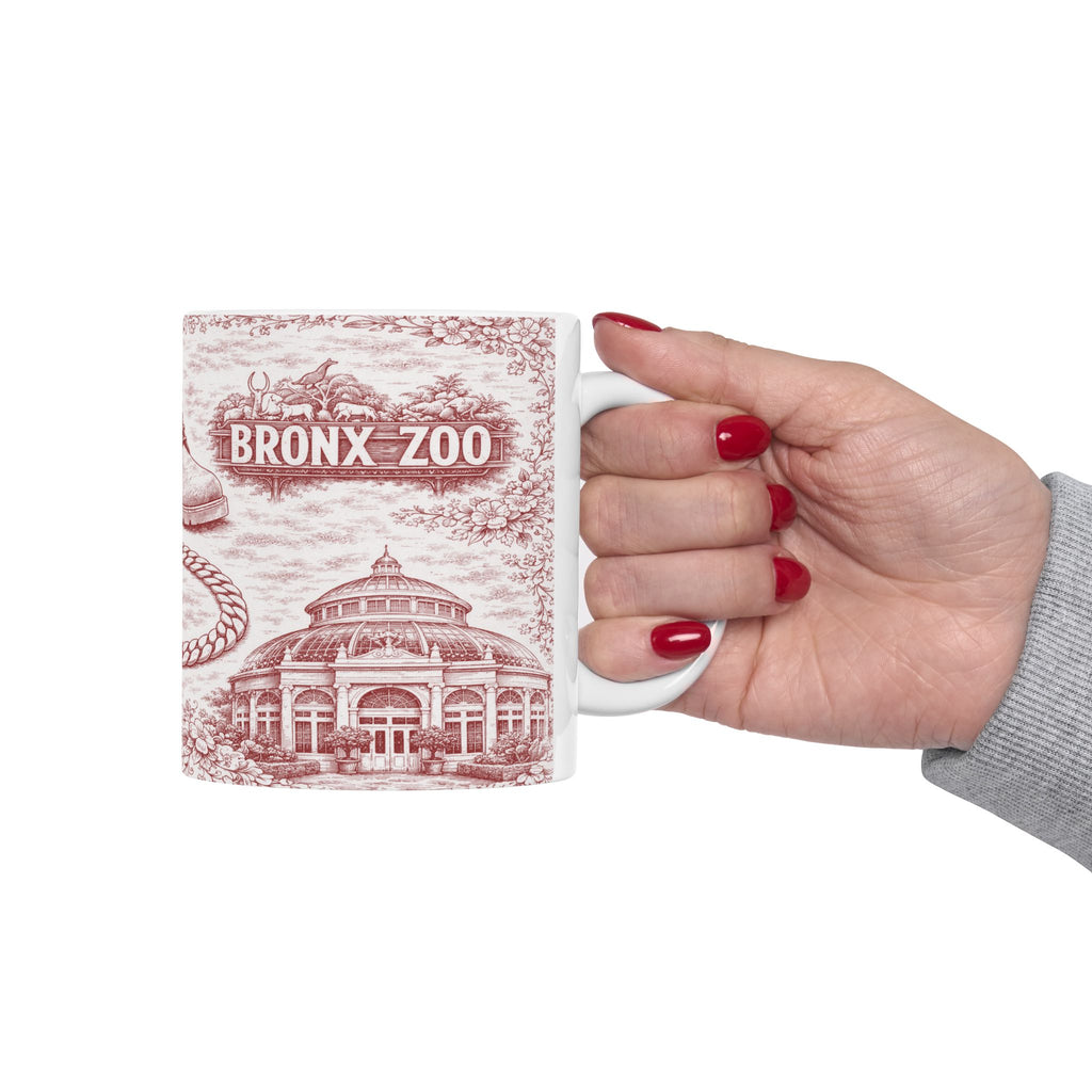 Bronx Red Toile de Jouy Mug | NYC Chinoiserie Ceramic Coffee Cup