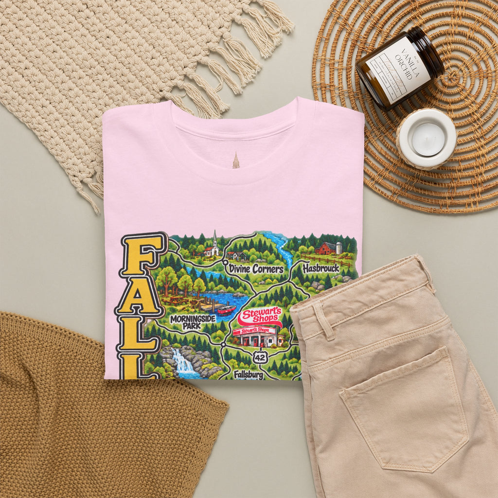 Fallsburg, NY Map T-Shirt  Catskills Upstate New York Tee