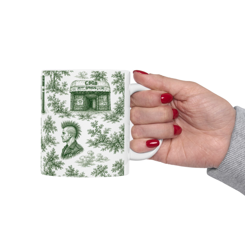 East Village Green Toile de Jouy Mug | NYC Chinoiserie Ceramic Mug