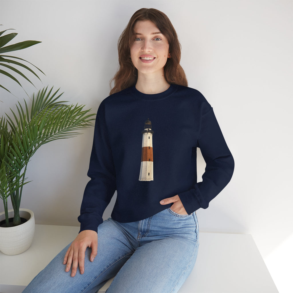Montauk Lighthouse Minimalist Crewneck Sweatshirt — Montauk Coastal Nautical Graphic Sweater