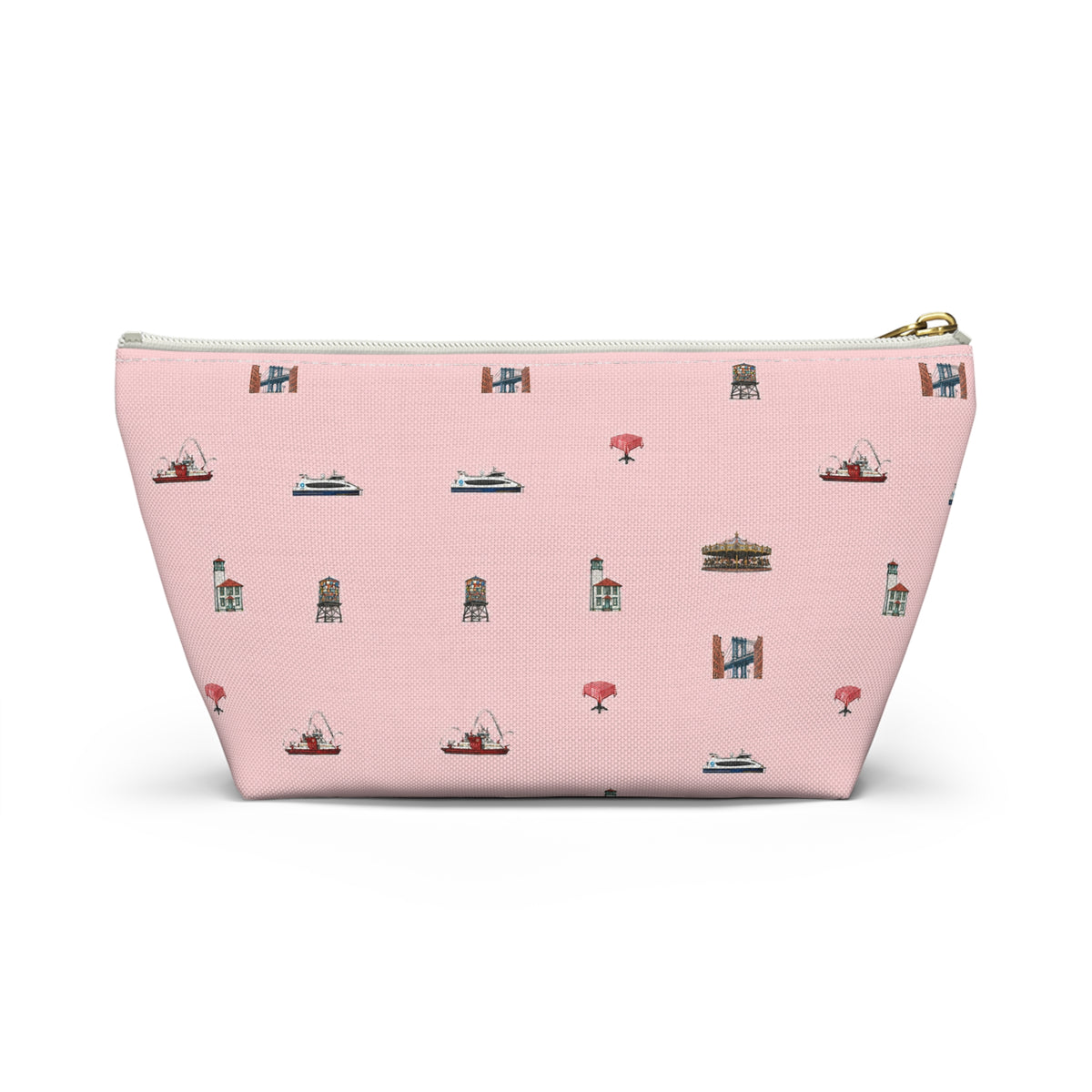 Icons of DUMBO Pink Accessory Pouch — T-Bottom Makeup Bag