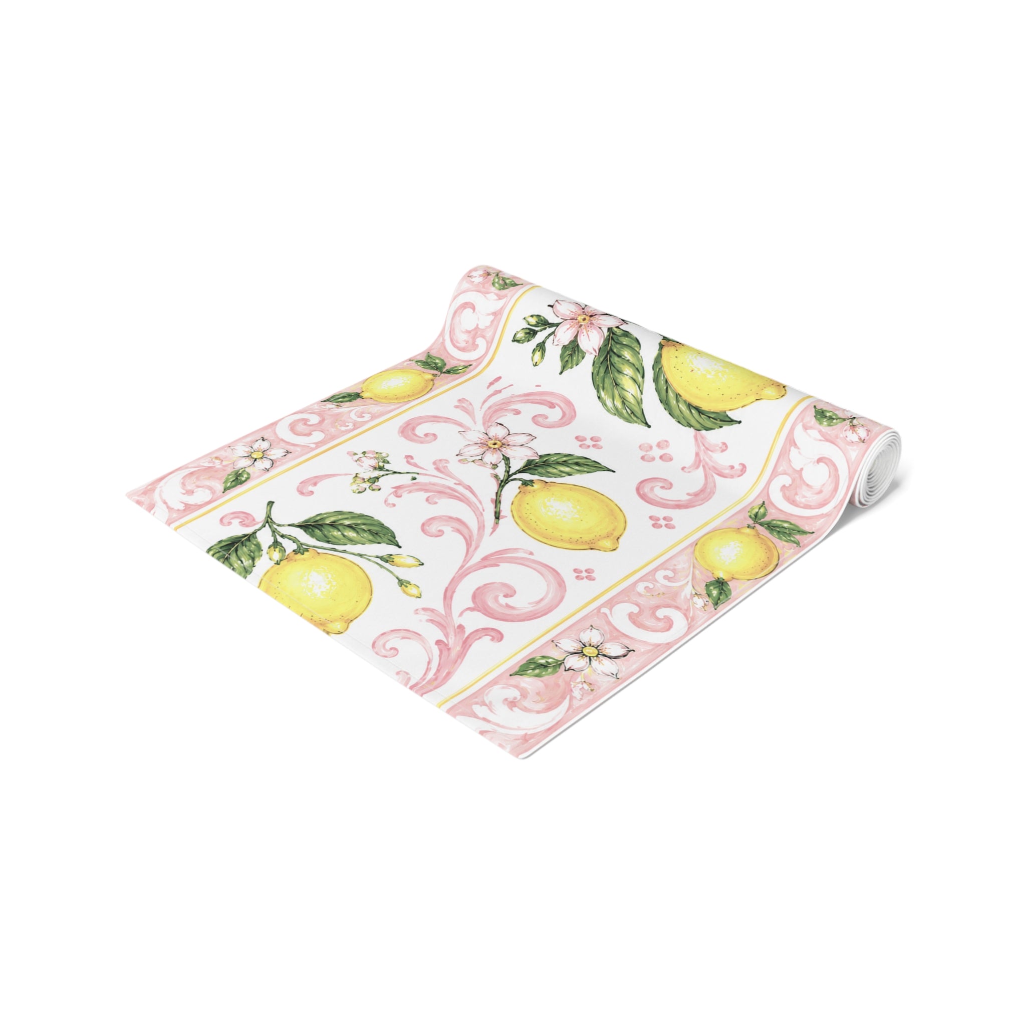 Little Italy Amalfi Pink with Lemon 4 Table Runner – Mediterranean Dining Decor