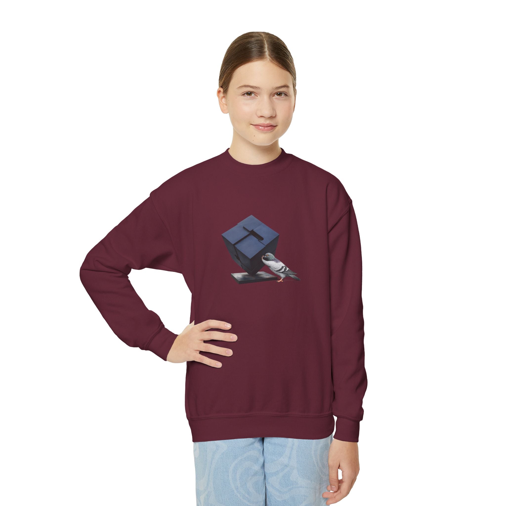 Customizable Astor Place NYC Pigeon NYC Kids Crewneck Sweatshirt    New York Alamo Cube Bird Lover Childrens Sweater