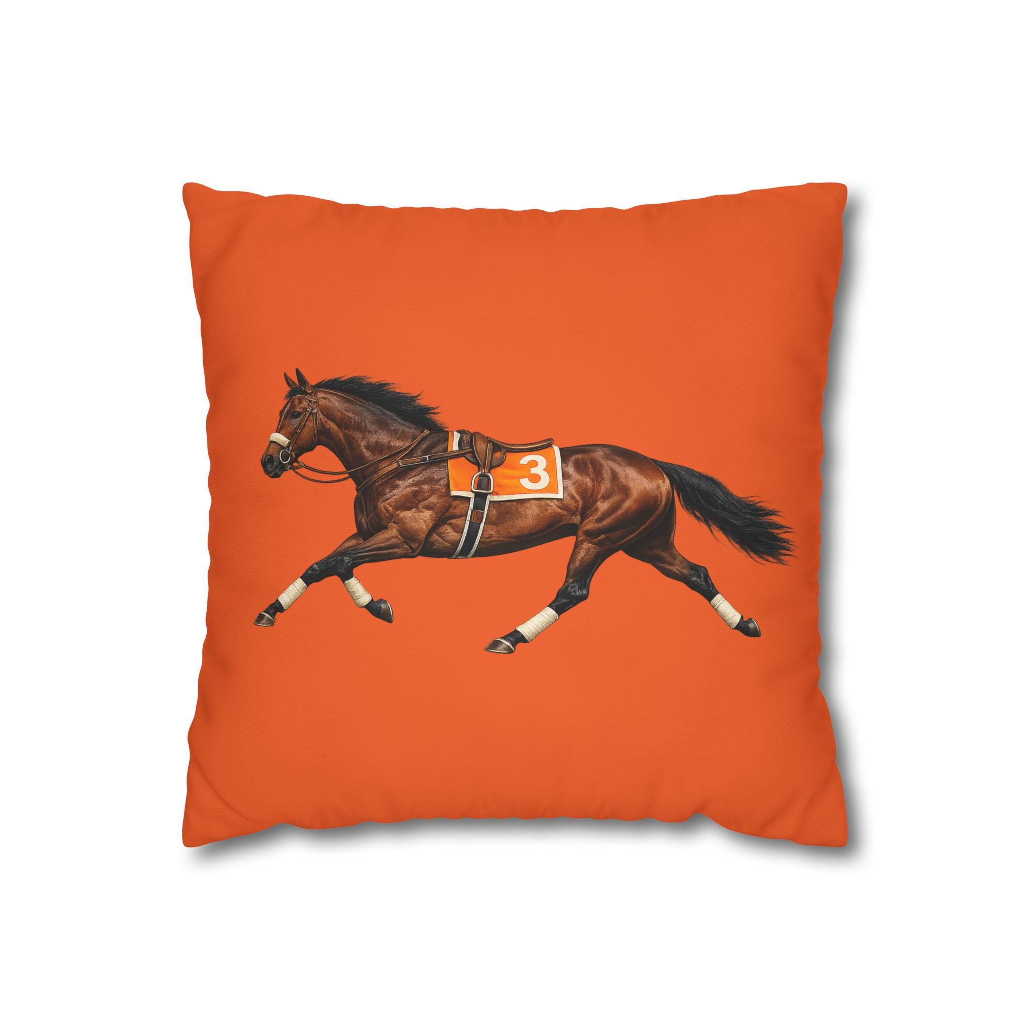 Ozone Park Horse Racing Square 16" x 16" Pillowcase – Throw Pillow Cover (Pillow Not Included)