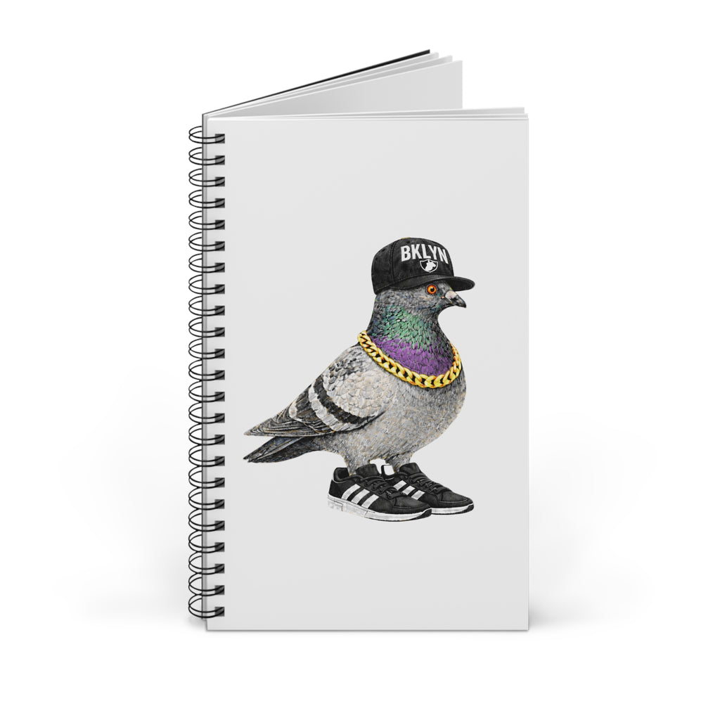 Cuaderno espiral personalizable de palomas de Brooklyn, Nueva York | Cuaderno para amantes de las aves y el baloncesto de Nueva York