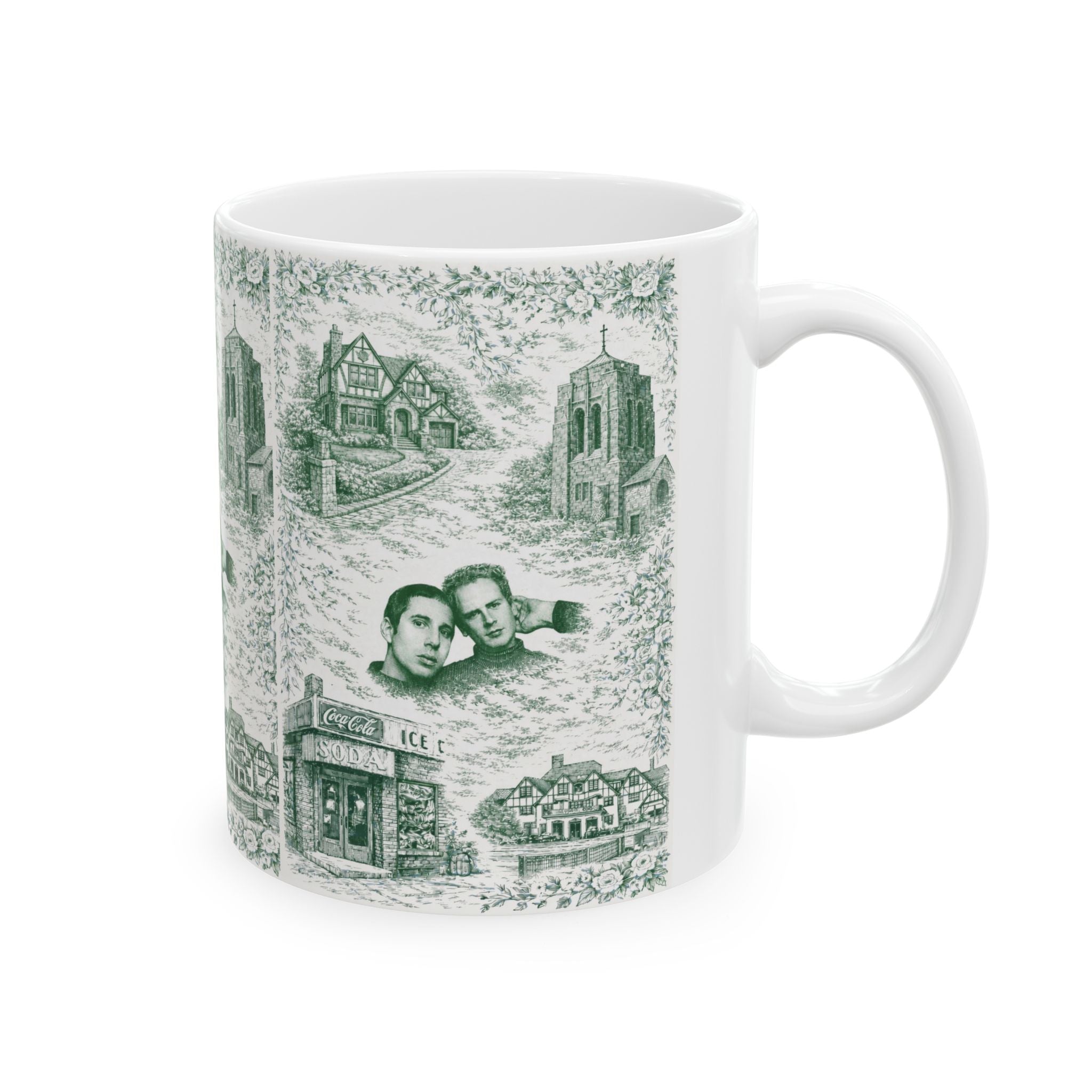 Forest Hills Green and White Toile de Jouy Mug | Queens Chinoiserie Ceramic Mug