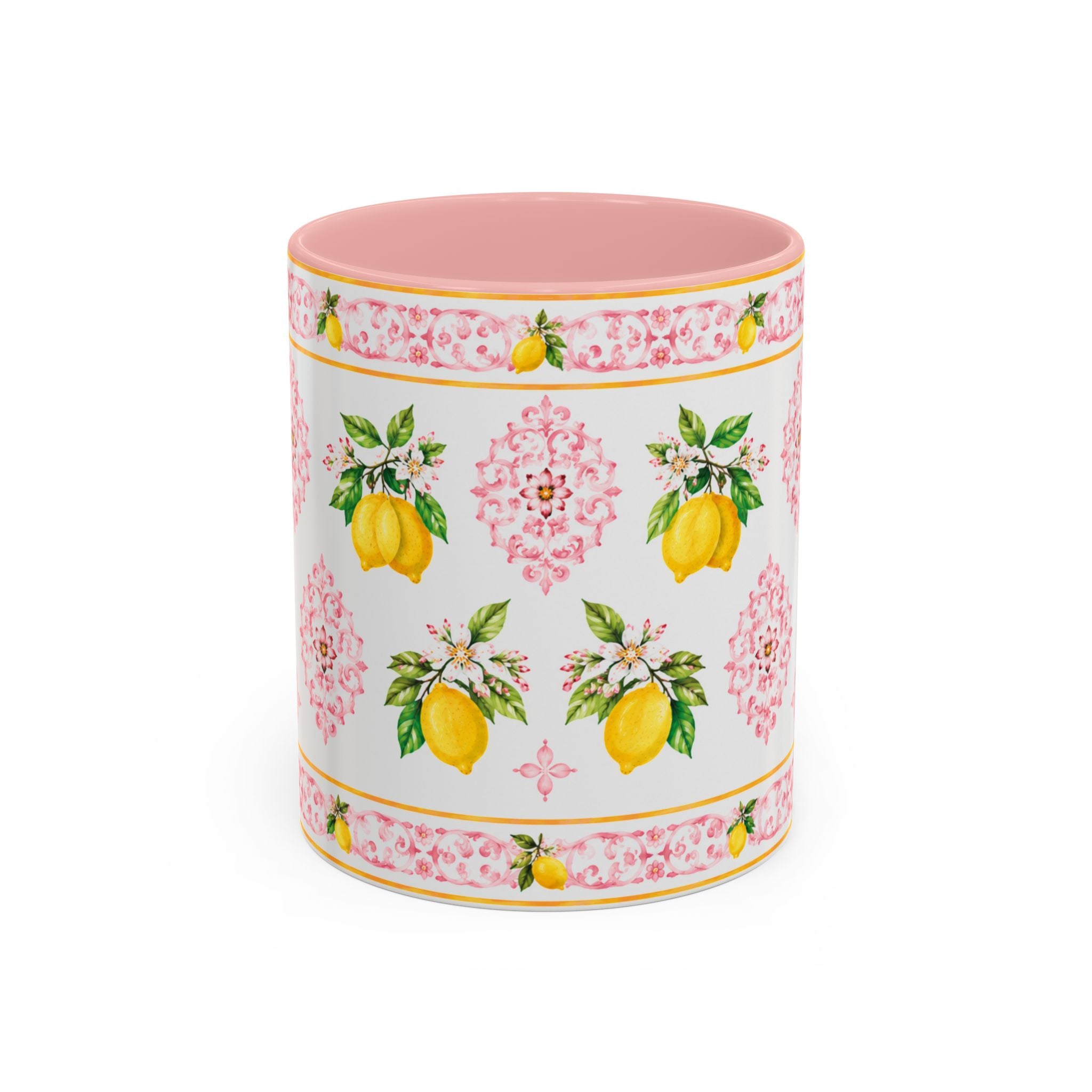 Little Italy Amalfi Pink Lemon 2 Accent Mug — La Dolce Vita Ceramic Kitchen Mug (11oz)