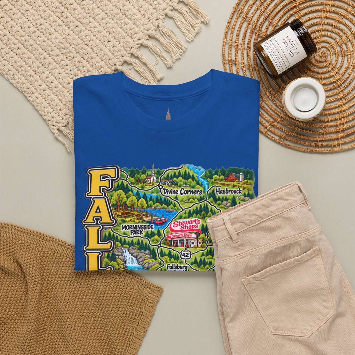 Fallsburg, NY Map T-Shirt  Catskills Upstate New York Tee