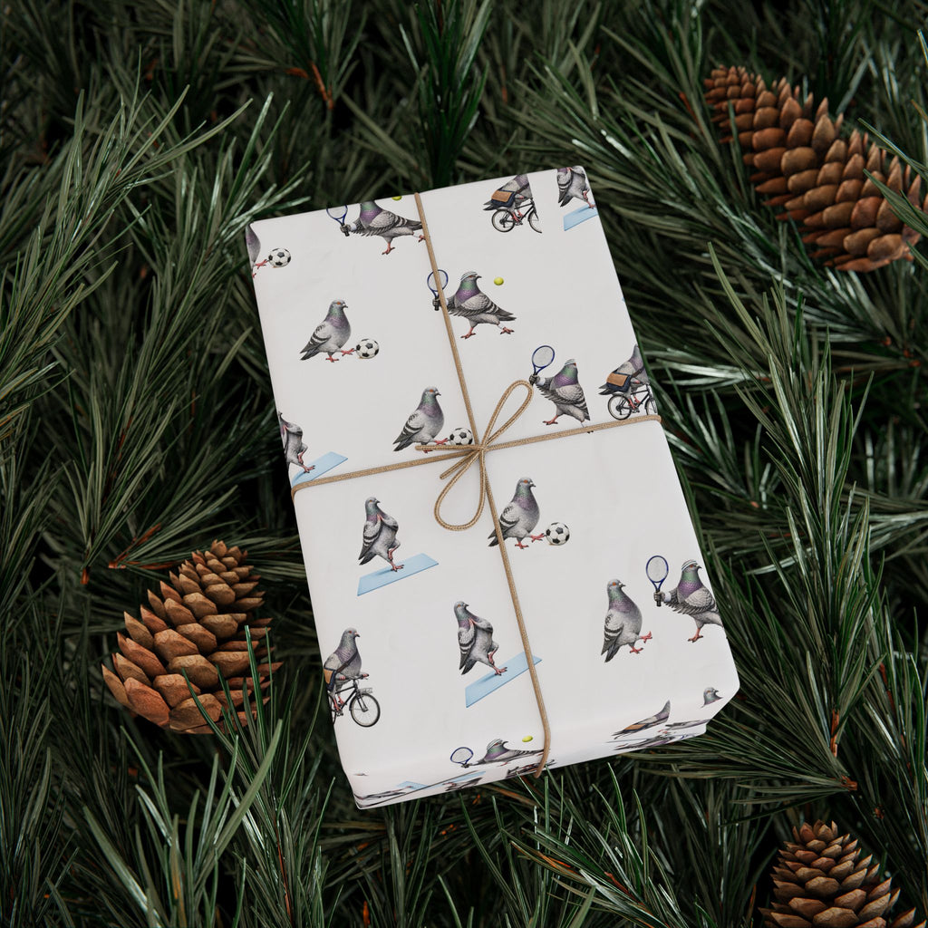 Get Well Soon NYC Pigeon Pattern Gift Wrap Paper | New York Active Lifestyle Bird Lover Wrapping Paper Roll