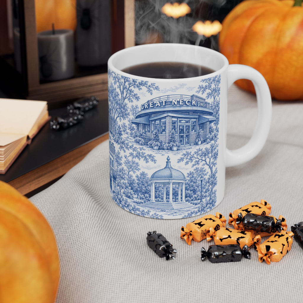 Great Neck Blue Toile de Jouy 11oz Ceramic Mug