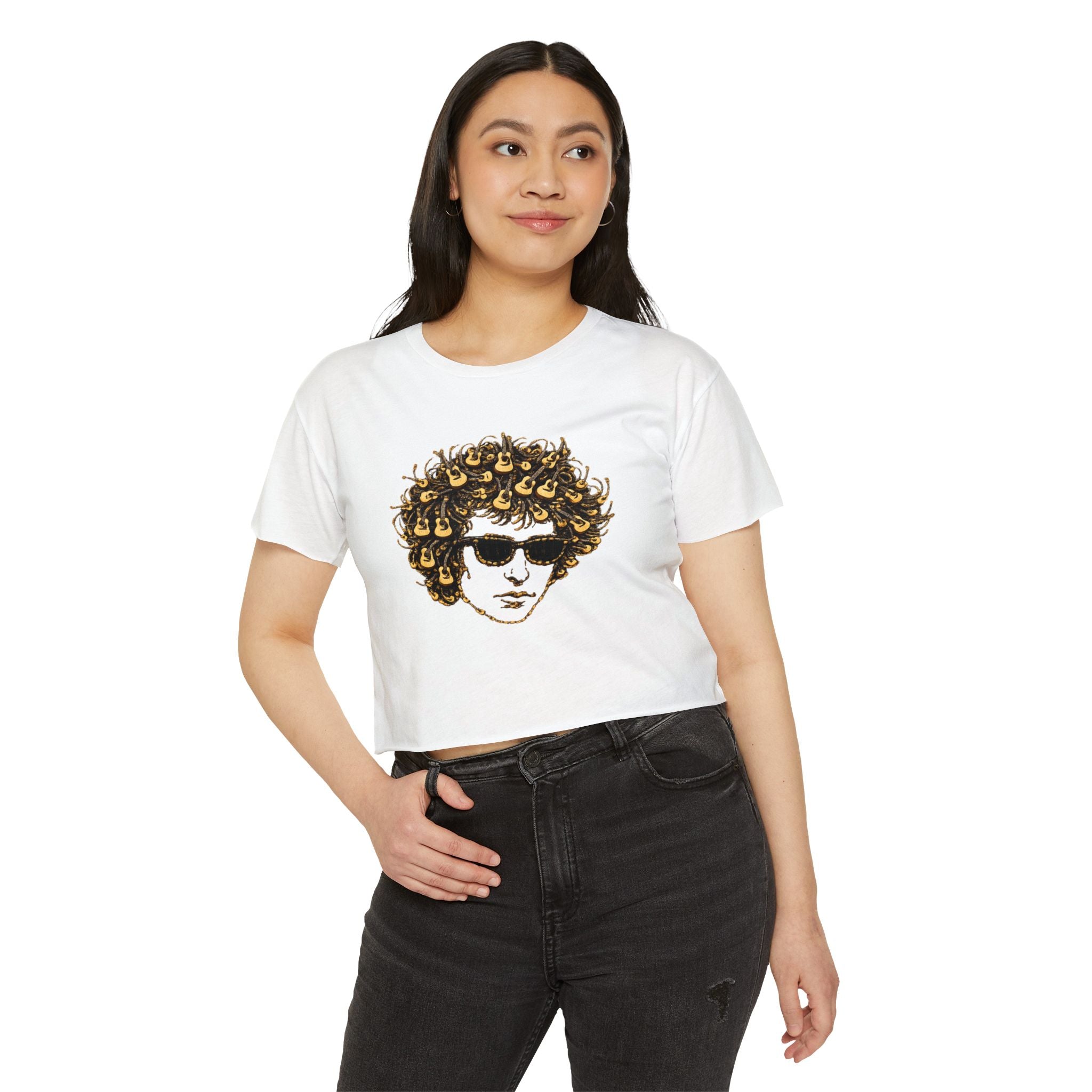 Guitar Bob Dylan Crop Top T-shirt   Music Tee