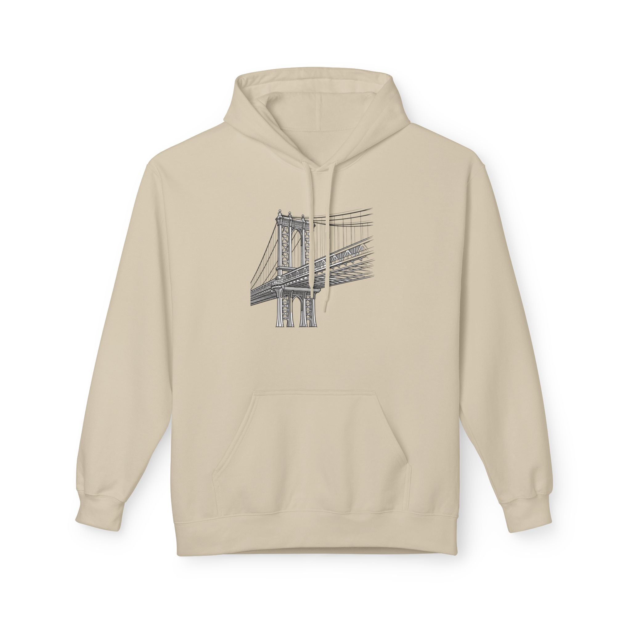 Manhattan Bridge Sketch Hoodie — New York City Pullover Hooded Sweatshirt