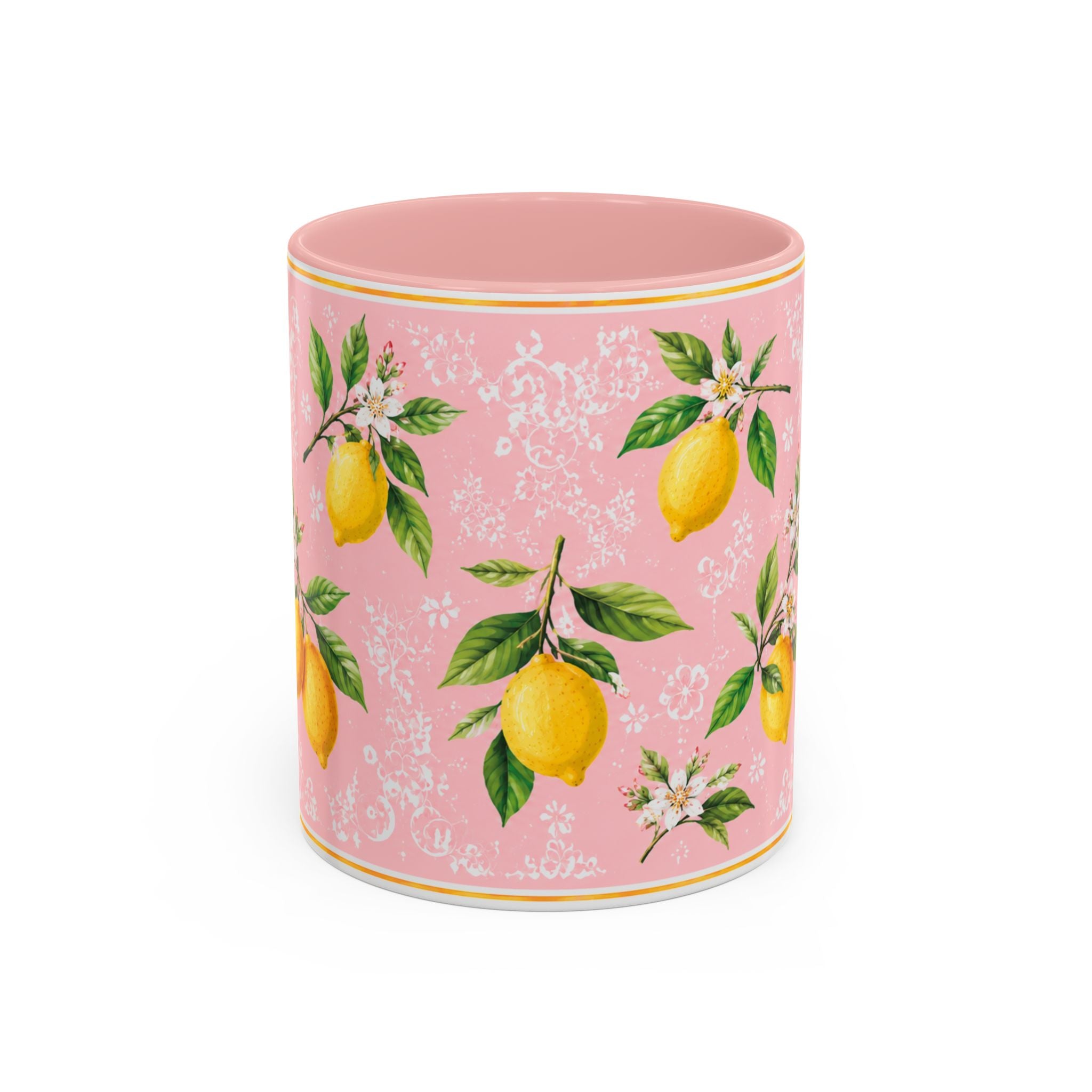Little Italy Amalfi Pink Lemon 2 Accent Mug — La Dolce Vita Ceramic Kitchen Mug (11oz)
