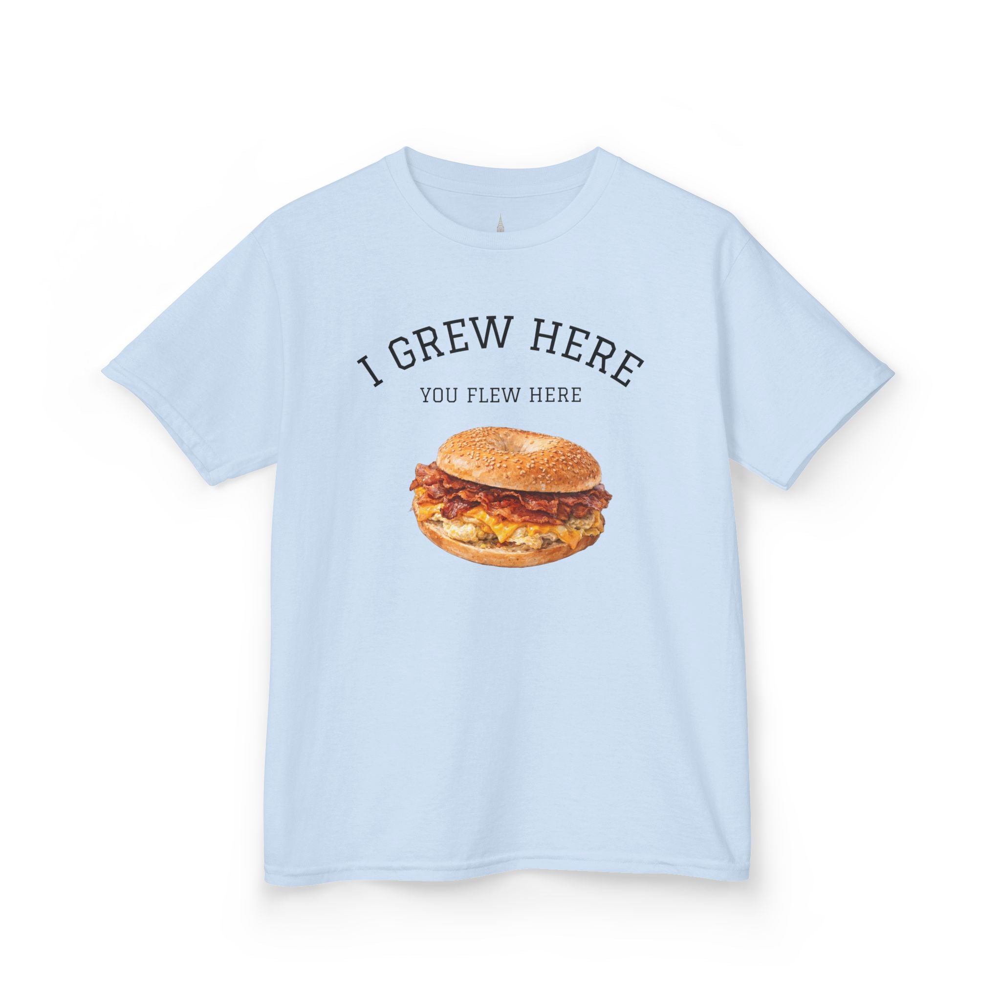 Bacon Egg and Cheese NYC Kids Tee —  I Grew Here You Flew Here T-Shirt for Children