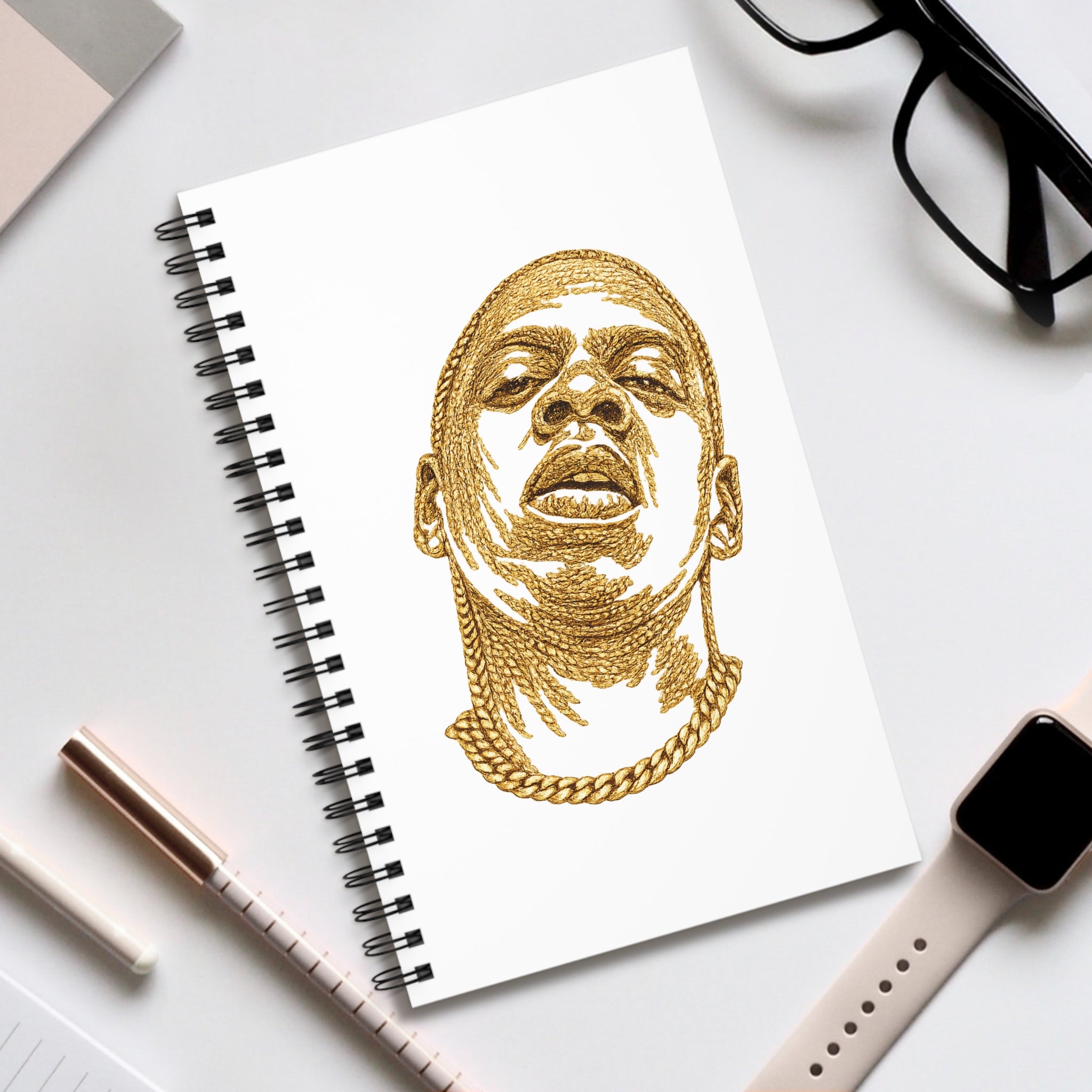 Customizable Gold Chain Jay Z Spiral Journal | NYC Music Brooklyn Hova Notebook