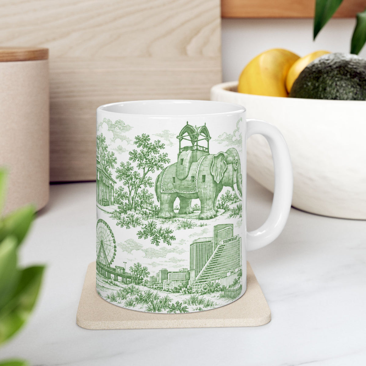 Atlantic City Green Toile de Jouy 11oz Mug