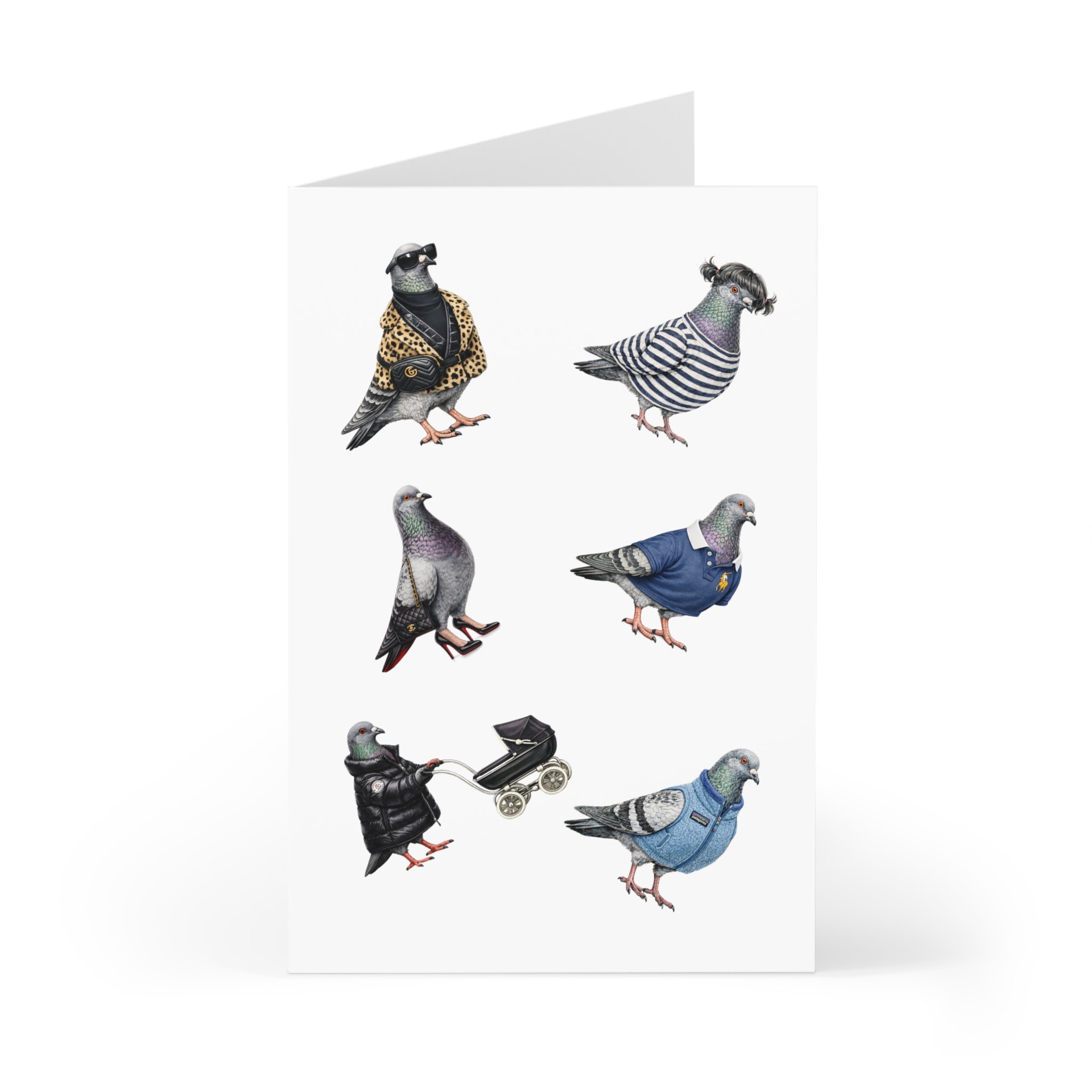 You're One Trendy Bird NYC Pigeon Greeting Cards |  Fashionable Stylish Bird Lover Food Card Pack of 7