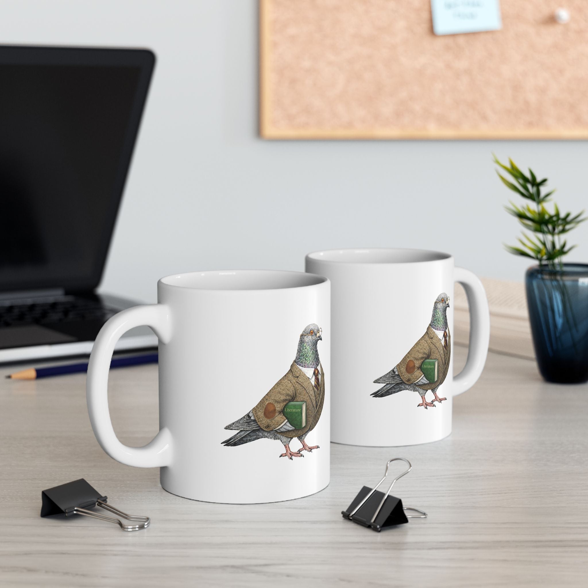 Customizable Morningside Heights NYC Pigeon Mug | New York Professor Bird Lovers Teacher's Gift Ceramic Coffee Cup