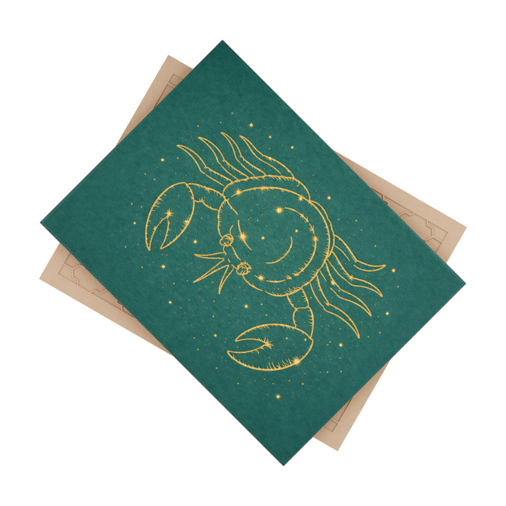 Grand Central Station-inspired Gold Cancer Zodiac Crab on Teal Bath Tile (Astrology Home Décor)