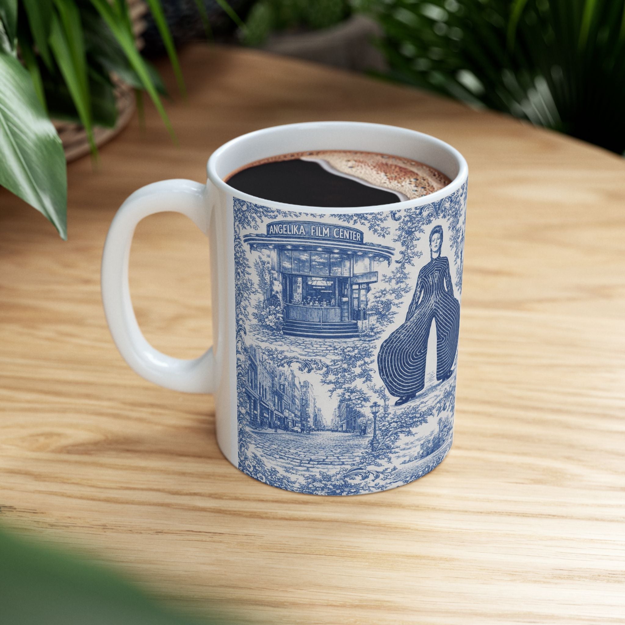 SoHo Blue and White Toile de Jouy Mug | NYC Chinoiserie Ceramic Coffee Cup