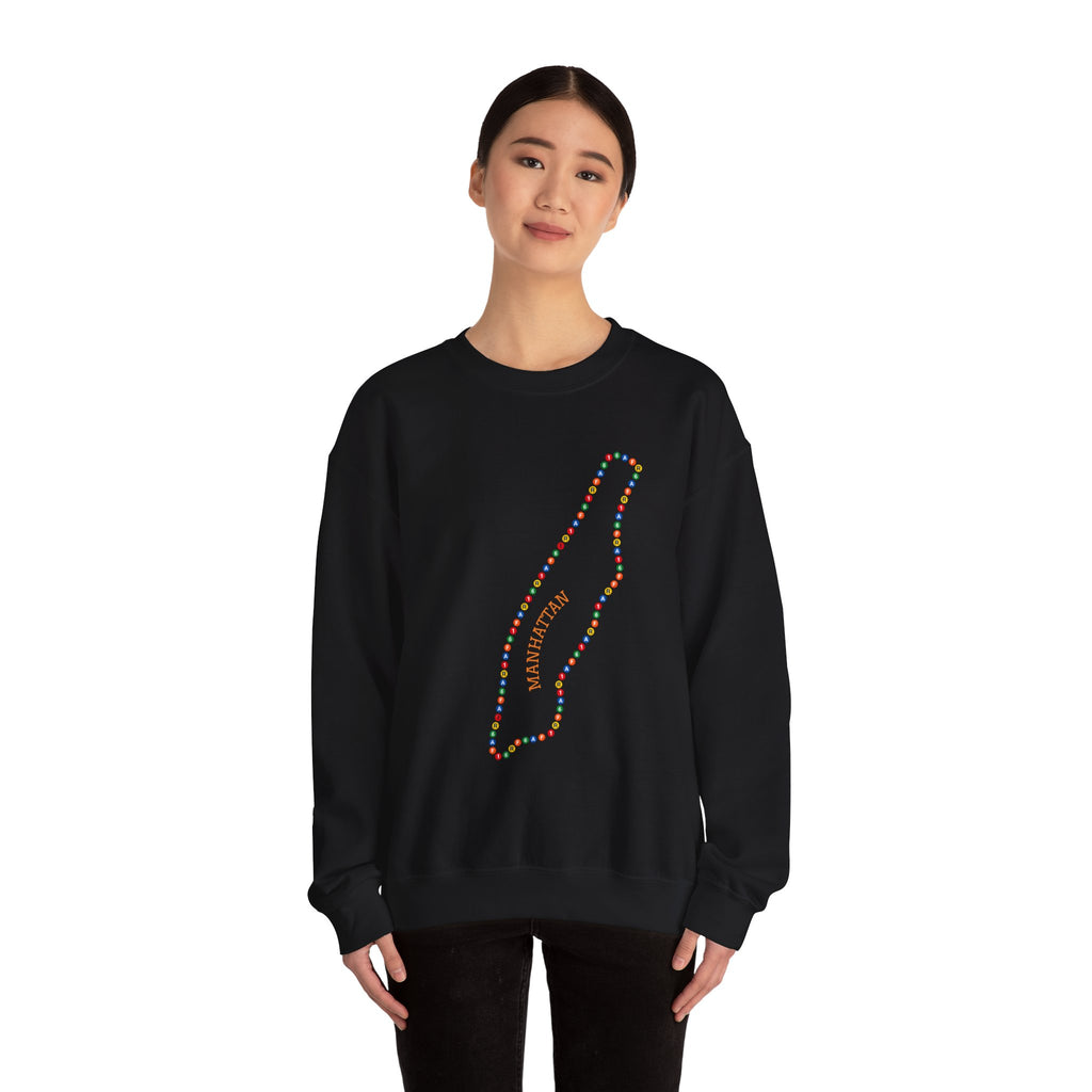 Manhattan Map Subway Signs Sweatshirt | NYC Crewneck Sweater