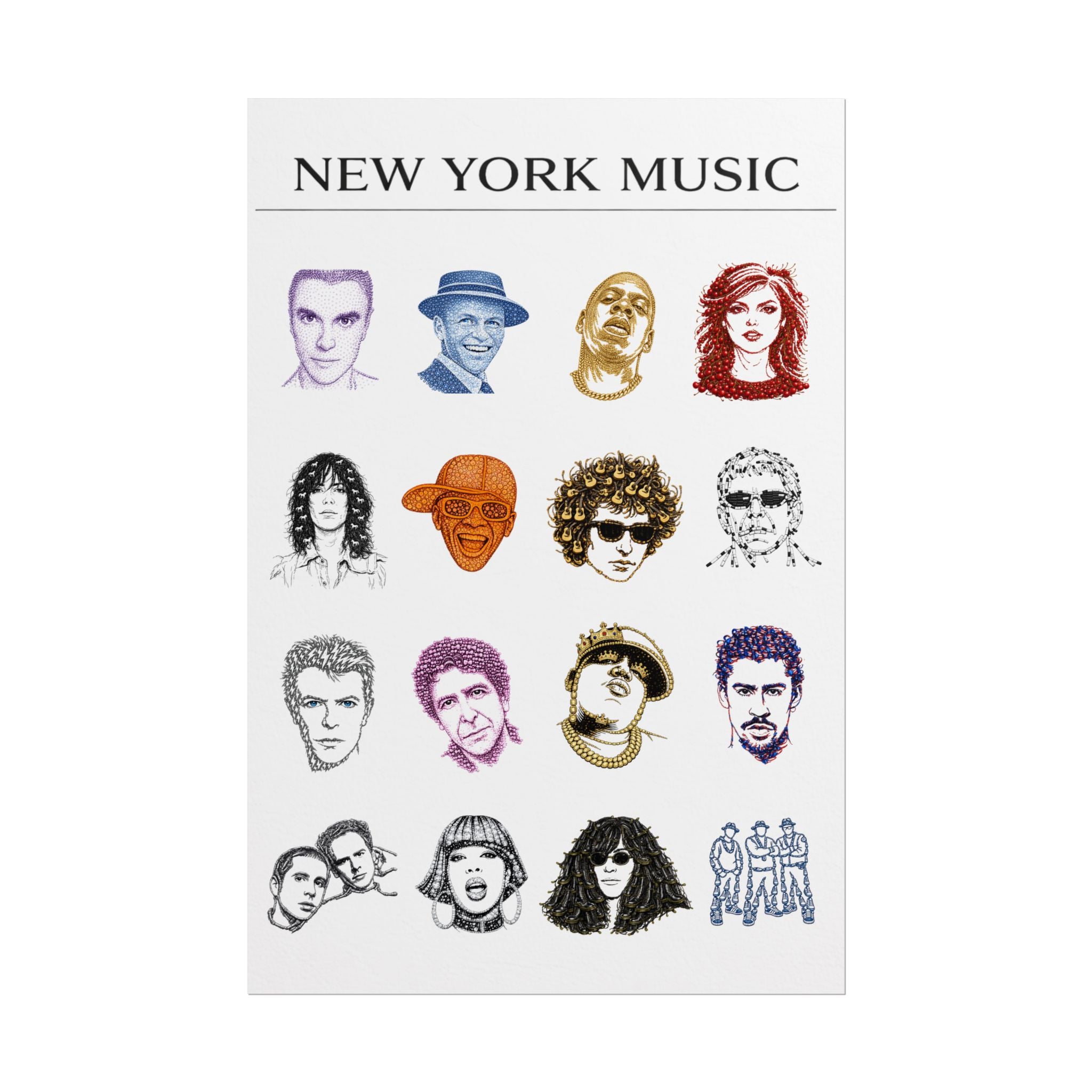 New York Music Rolled Poster | NYC Artists Musicians Poster