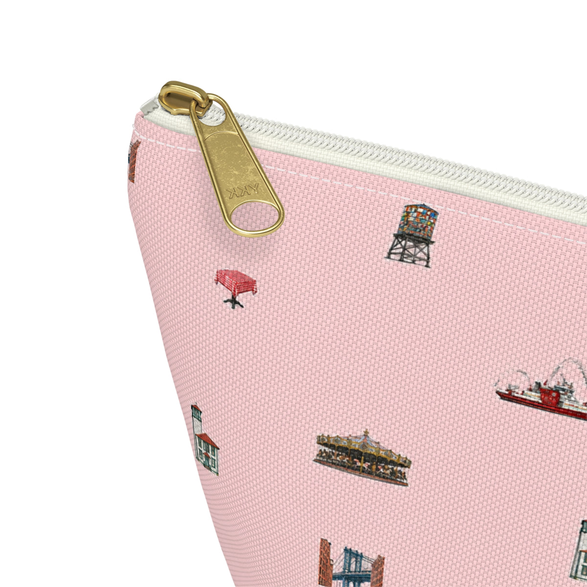 Icons of DUMBO Pink Accessory Pouch — T-Bottom Makeup Bag