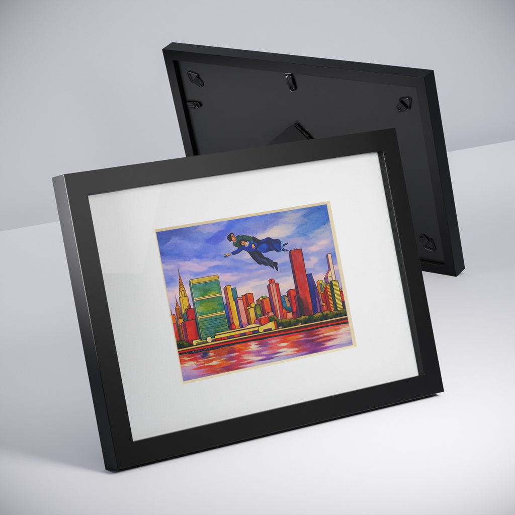 Over The Town Marc Chagall-inspired NYC Skyline  | Black Frame