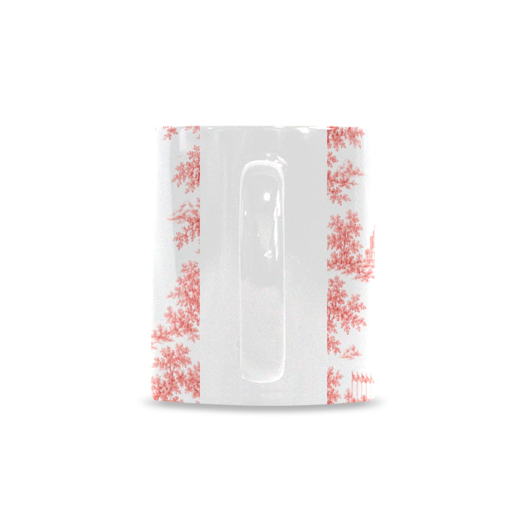 Manhattan Red Toile de Jouy Mug with One World Trade | New York City Chinoiserie Ceramic Mug Custom White Mug (11oz)