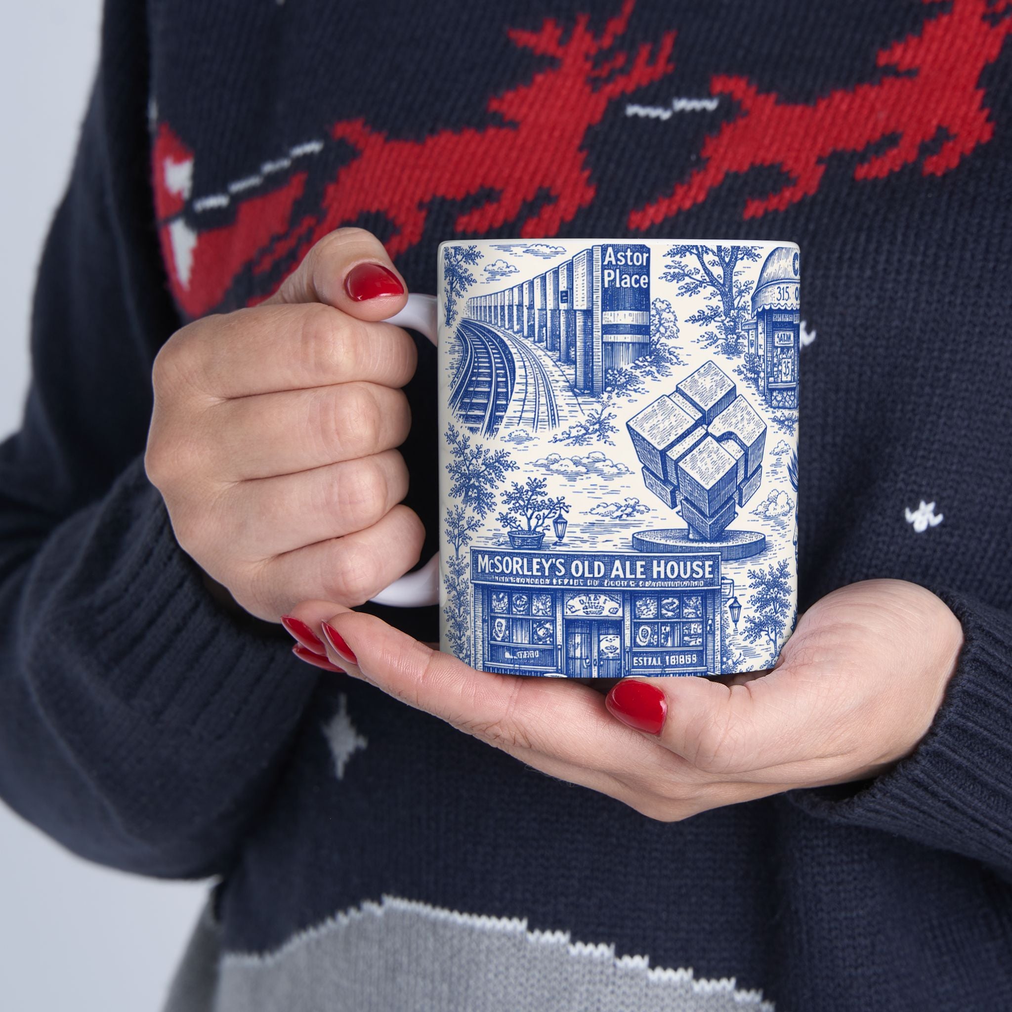 East Village Blue Toile de Jouy Mug | NYC Chinoiserie Ceramic Mug