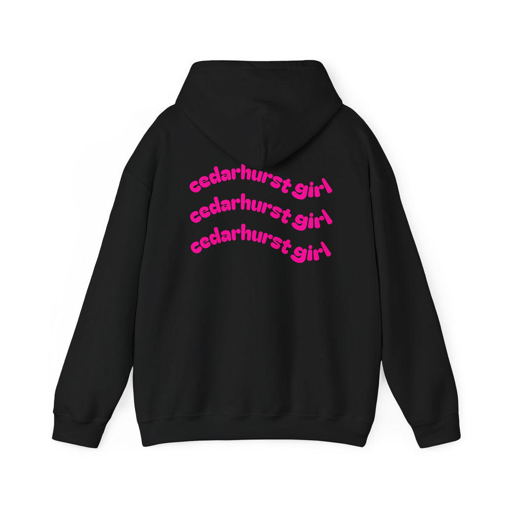Cedarhurst Girl Hoodie – Retro Pink Wave Back Print Hooded Sweatshirt