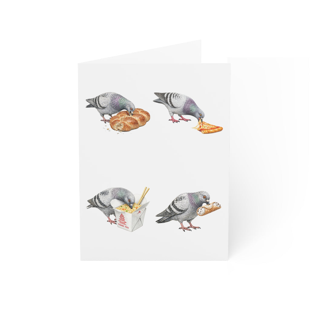 Foodie NYC Pigeon Greeting Cards |  Dinner Party Bird Lover Food Card Pack