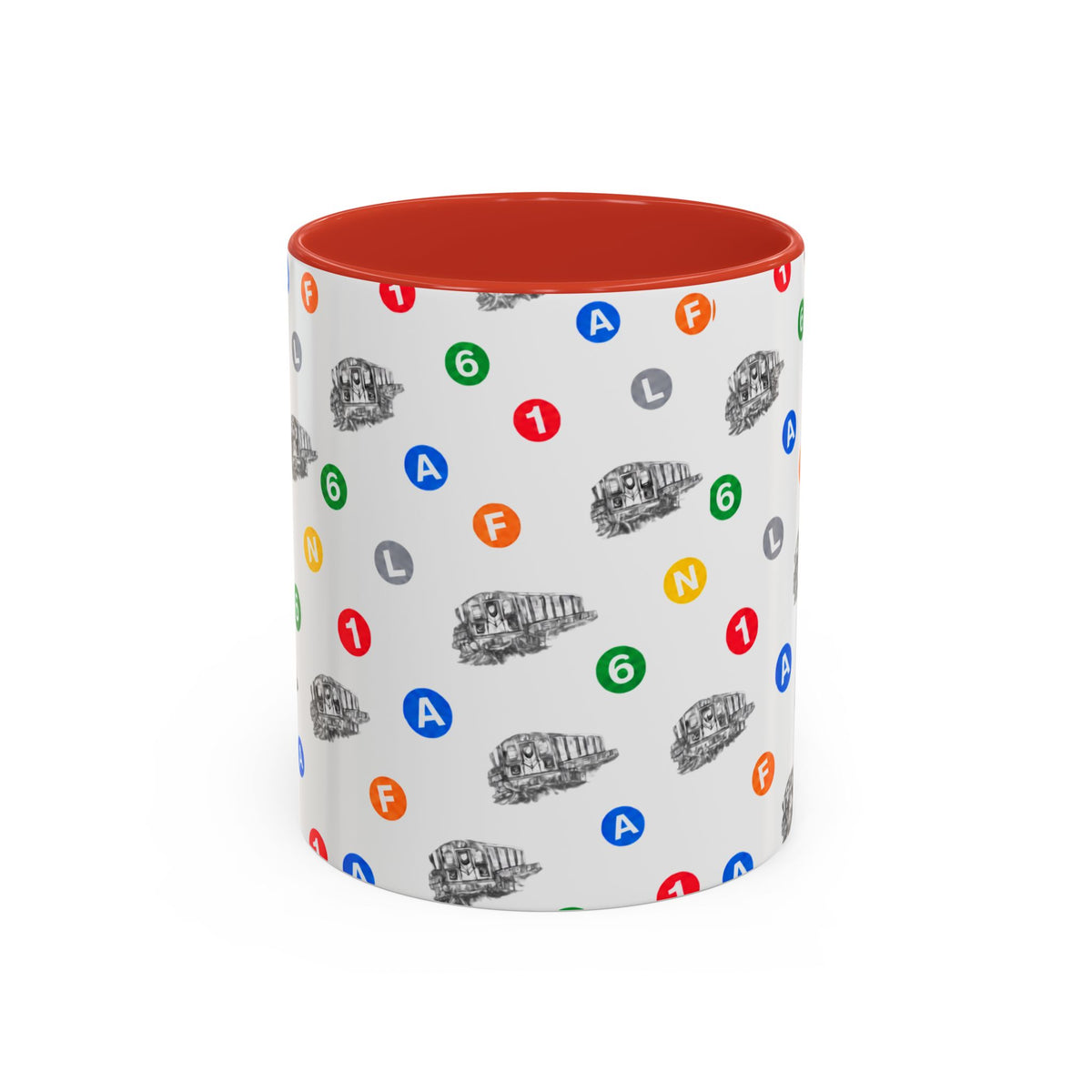 New York Subway Train Transit Icons Mug | NYC Metro Subway Pattern Accent Coffee Tea Mug 11oz