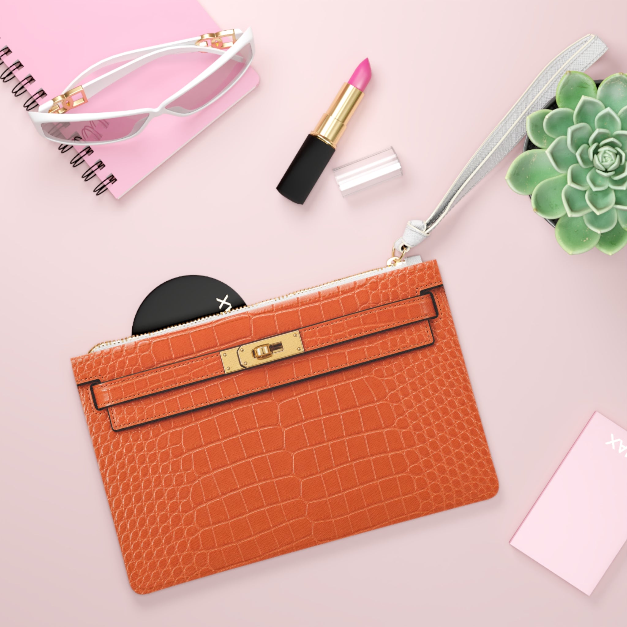 Canal Street Orange Clutch Bag — Elegant Wristlet Purse for Evening & Gifts