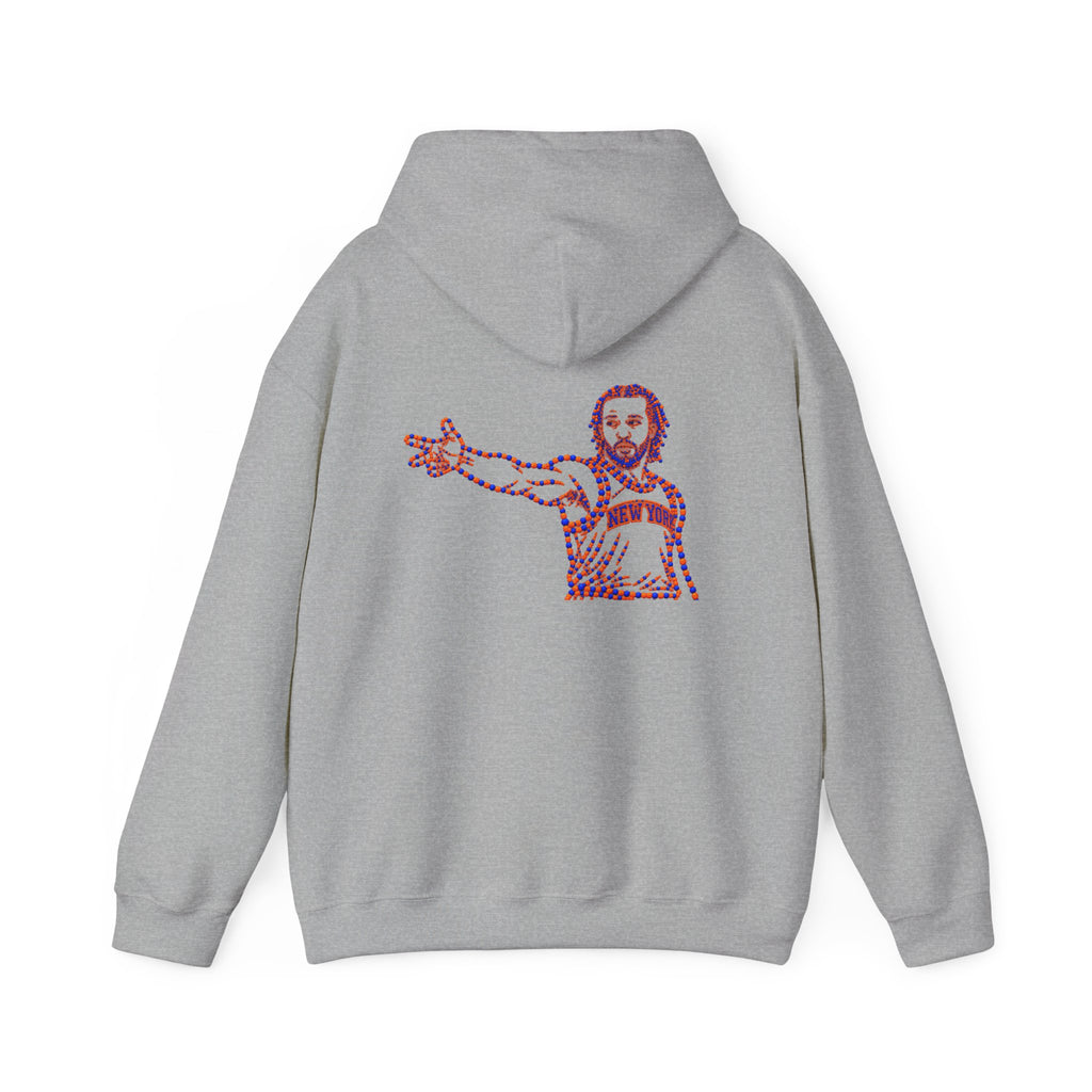 New York Basketball Pointillism Hoodie — NYC Basketball Player Back Graphic Hooded Sweatshirt