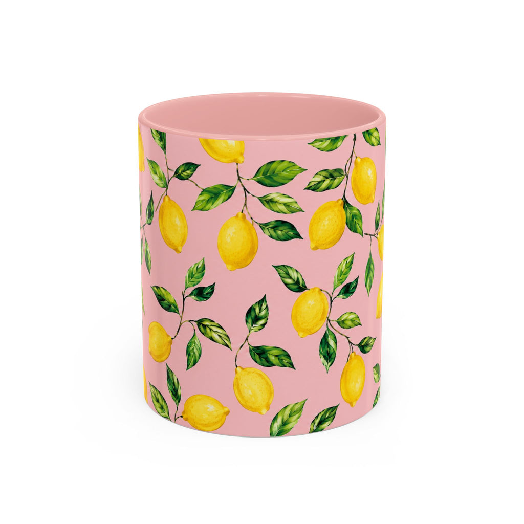 Little Italy Amalfi Pink Lemon Accent Mug — La Dolce Vita Ceramic Kitchen Mug (11oz)