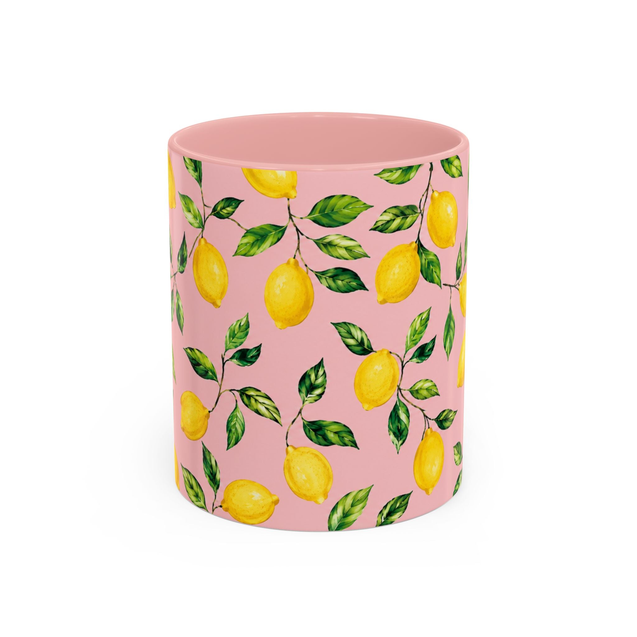 Little Italy Amalfi Pink Lemon Accent Mug — La Dolce Vita Ceramic Kitchen Mug (11oz)